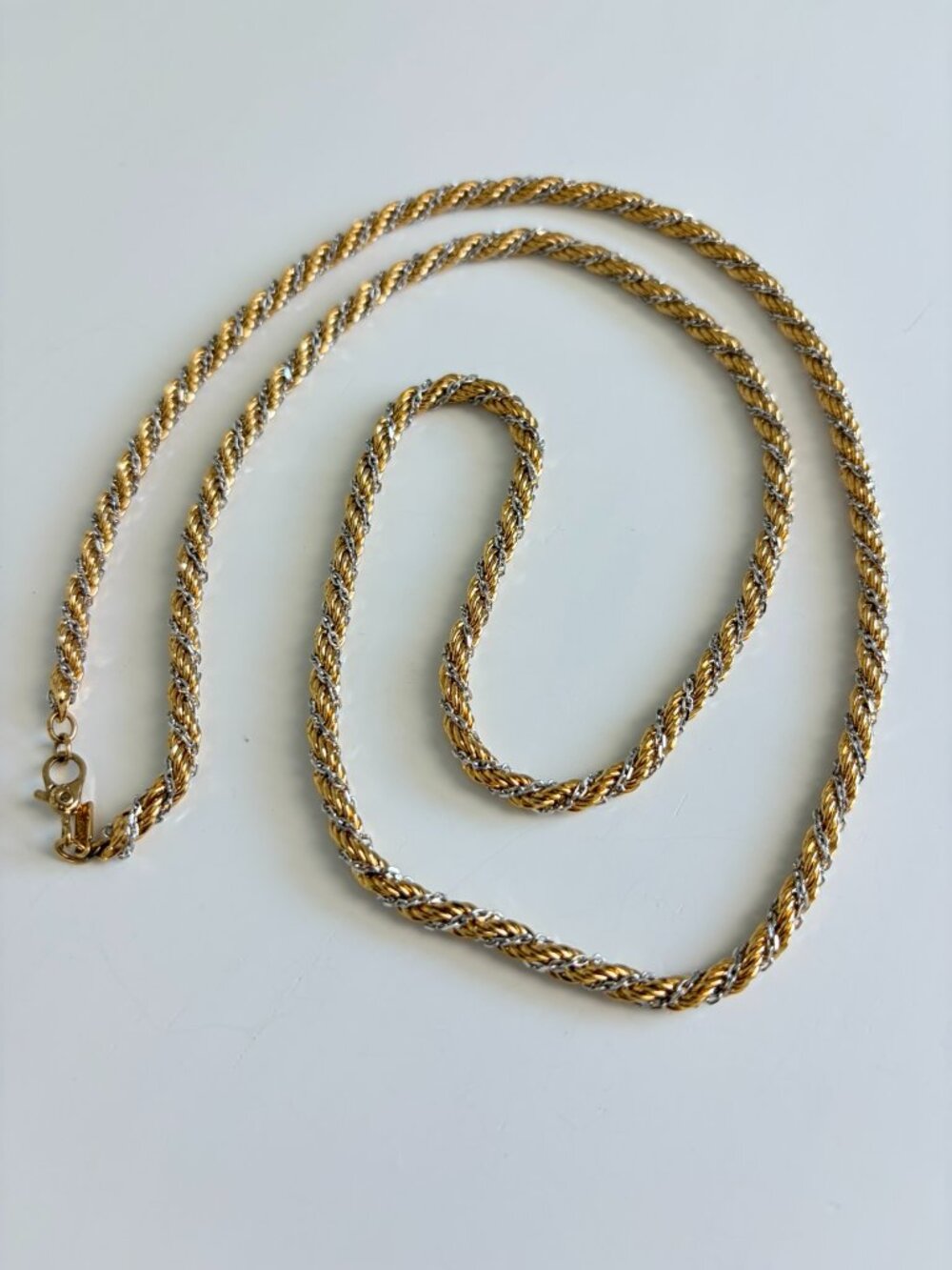 Vintage Monet Gold and Silver Twisted Rope Chain Necklace - 27.5"
